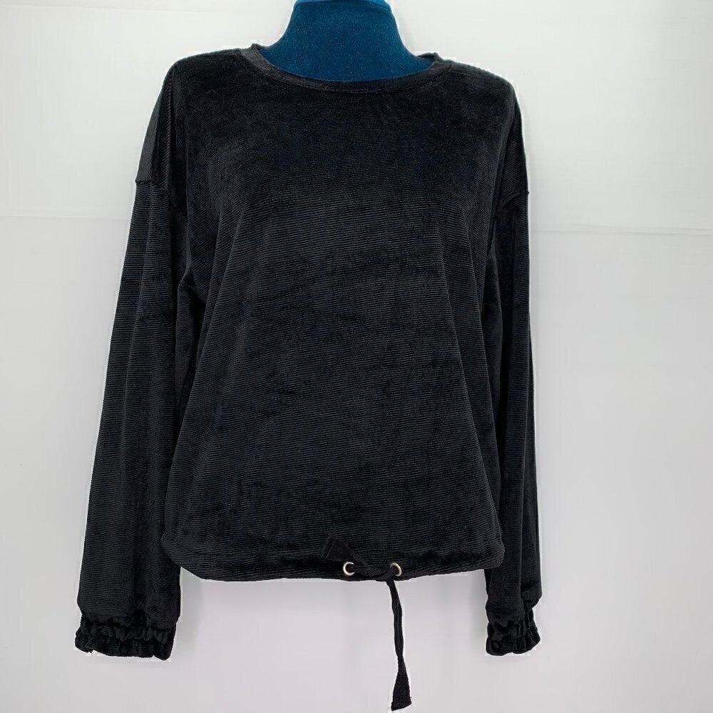 Love, Fire Shirt Medium Black Corduroy Drawstring Waist Long Sleeve